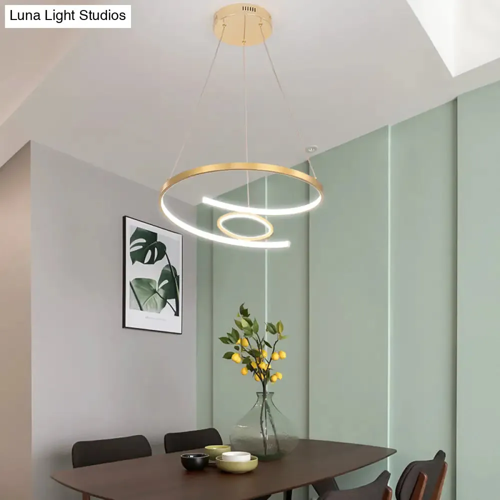 18"/23.5" Wide Modern Acrylic LED Gold Chandelier Pendant Lamp in White/Warm Light for Living Room