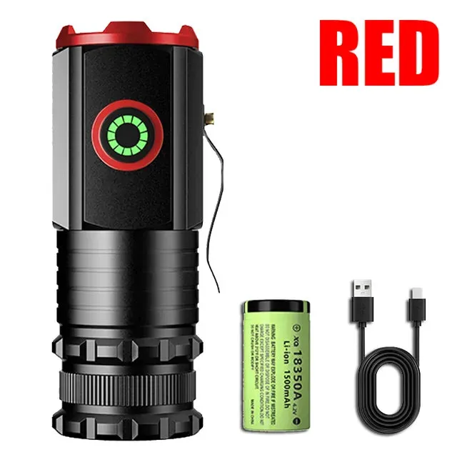 2000LM Powerful LED Flashlight Super Bright Mini EDC Keychain Light USB Rechargeable Torch Camping Lantern with Power Indicator