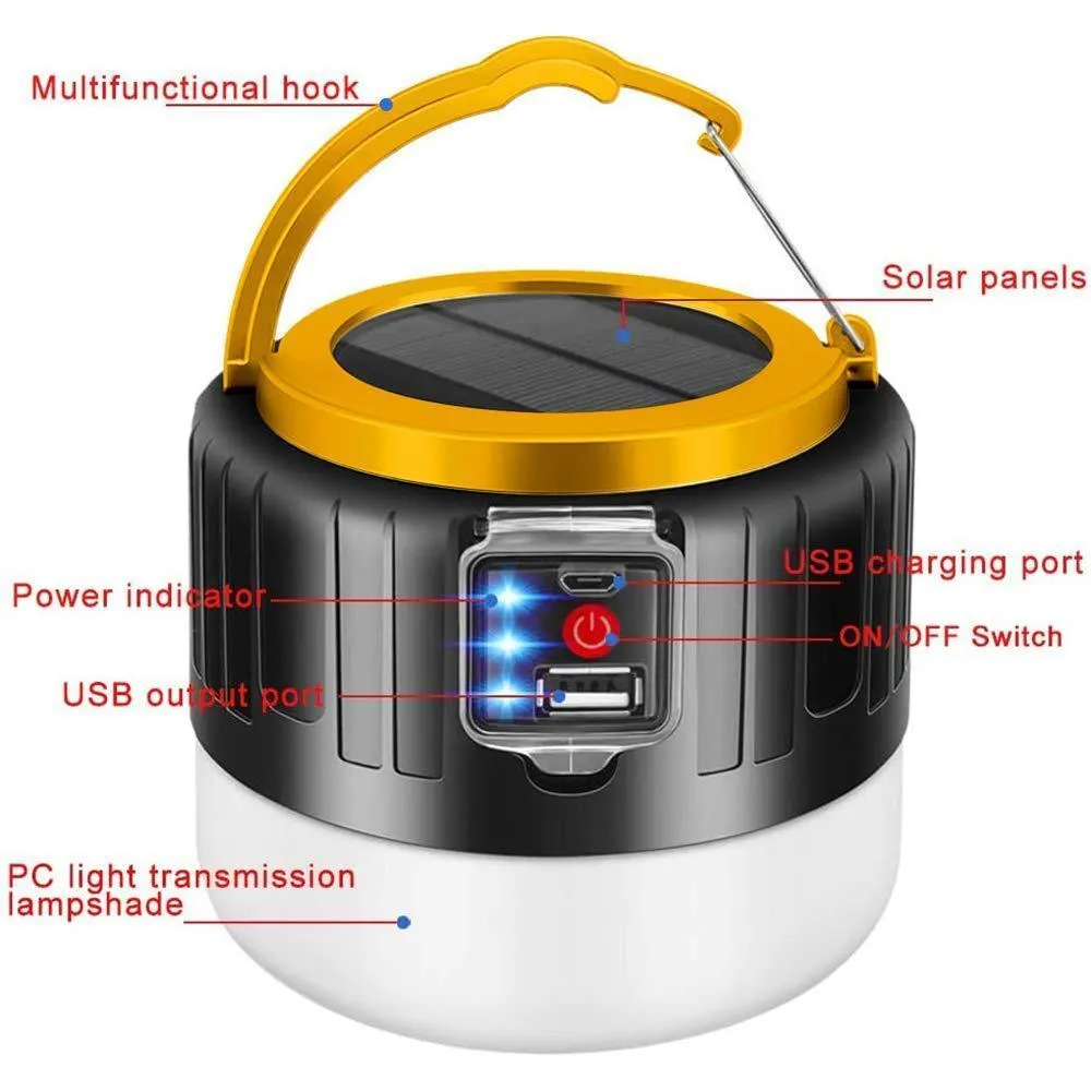 2024 Update Solar Lantern Flashlights Charging For Phone, USB Rechargeable Led Camping Lantern