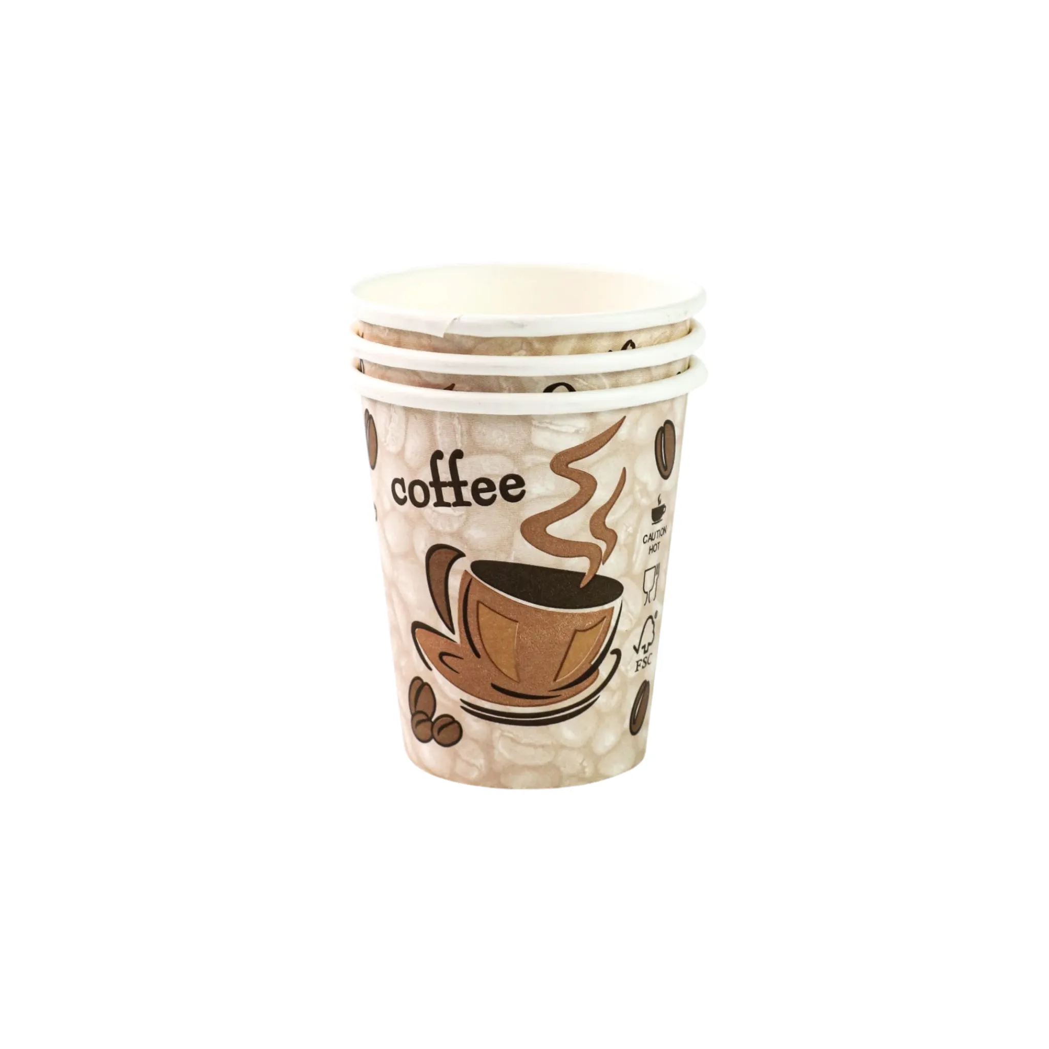 350ml Paper Coffee Cups Single Wall Printed Decal 5pack