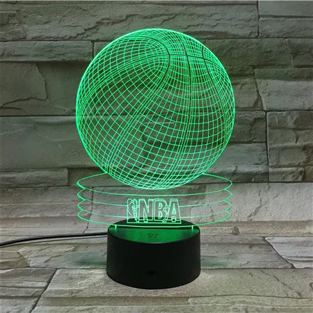 3D NBA basketball night light 1/3/7/16 colors variations boys gifts