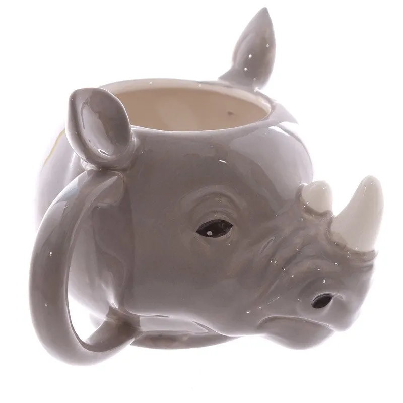 3D Rhinoceros Mug Rhino Head Ceramic Mugs Animal Drinkware Personalised 3D Animal Coffee Mug Novelty Gifts