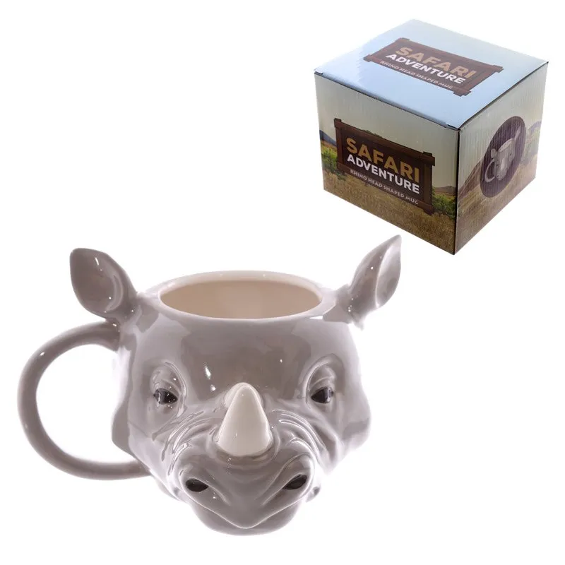 3D Rhinoceros Mug Rhino Head Ceramic Mugs Animal Drinkware Personalised 3D Animal Coffee Mug Novelty Gifts