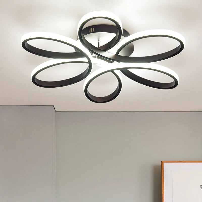 Acrylic Light-adjusted Petal LED Semi Ceiling Light with Black Frame