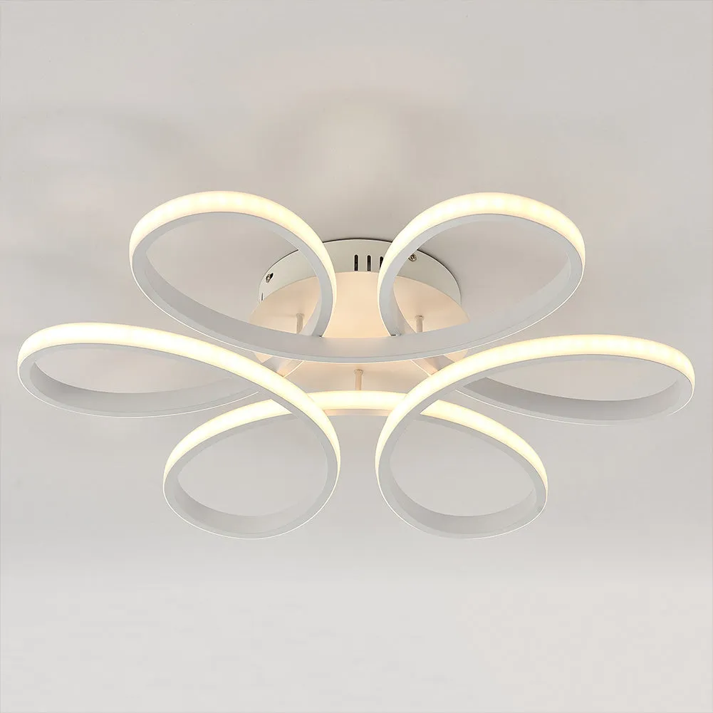 Acrylic Light-adjusted Petal LED Semi Ceiling Light with White Frame