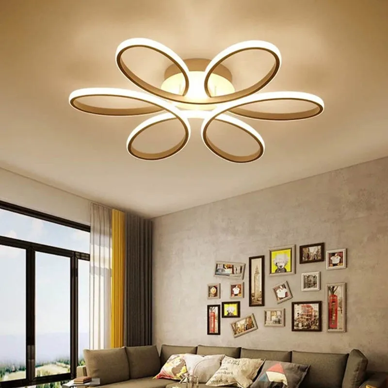 Acrylic Light-adjusted Petal LED Semi Ceiling Light with White Frame