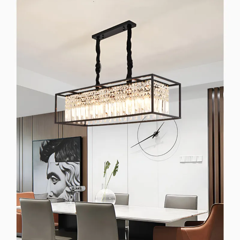 Agnosine | Rectangle Crystal Hanging LED Chandelier for Dining Room