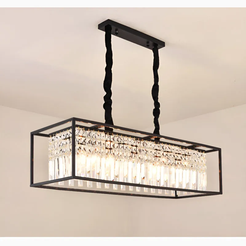 Agnosine | Rectangle Crystal Hanging LED Chandelier for Dining Room