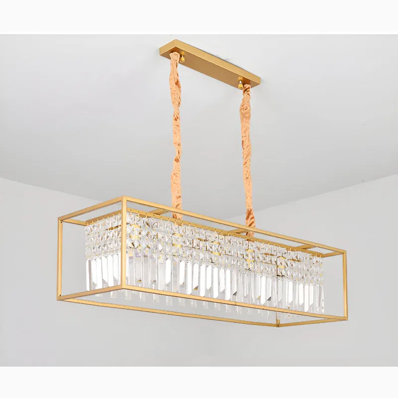 Agnosine | Rectangle Crystal Hanging LED Chandelier for Dining Room