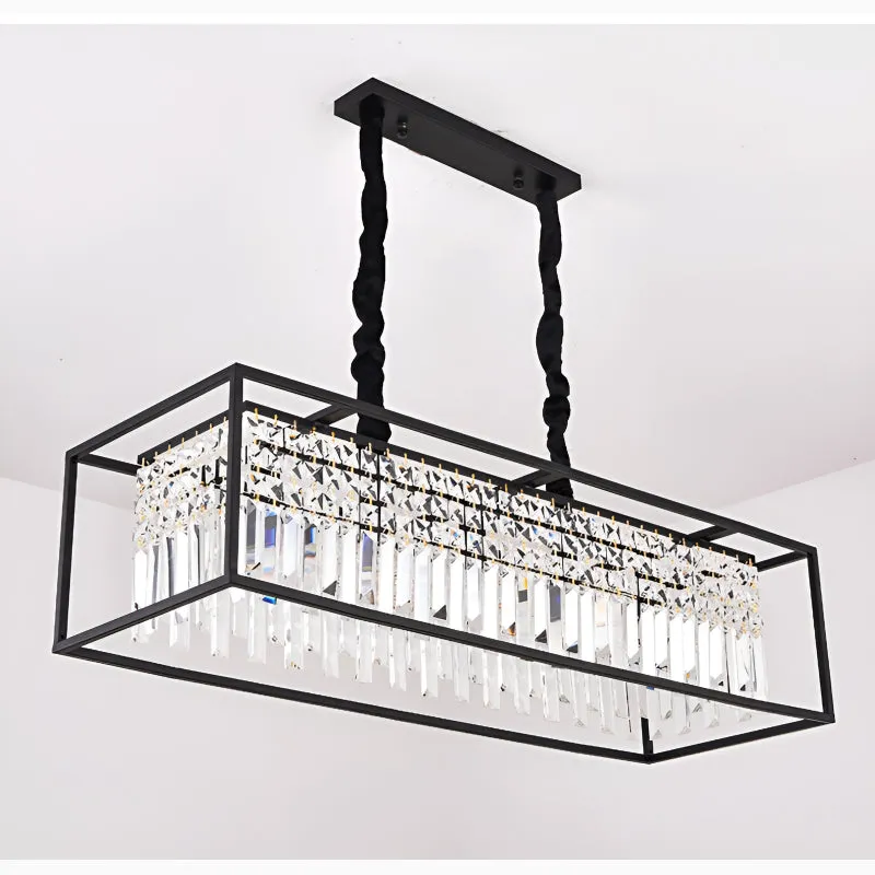 Agnosine | Rectangle Crystal Hanging LED Chandelier for Dining Room