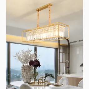 Agnosine | Rectangle Crystal Hanging LED Chandelier for Dining Room