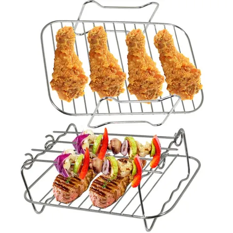 Air Fryer Rack and Accessory Pack 12 PCS | Silicone Air Fryer Liner Kit | 12 PCS Air Fryer Accessories Kit for Ninja Dual AF400UK & AF300UK & Tower T17088 | Reusable Air Fryer Liners & Air Fryer Rack Accessory