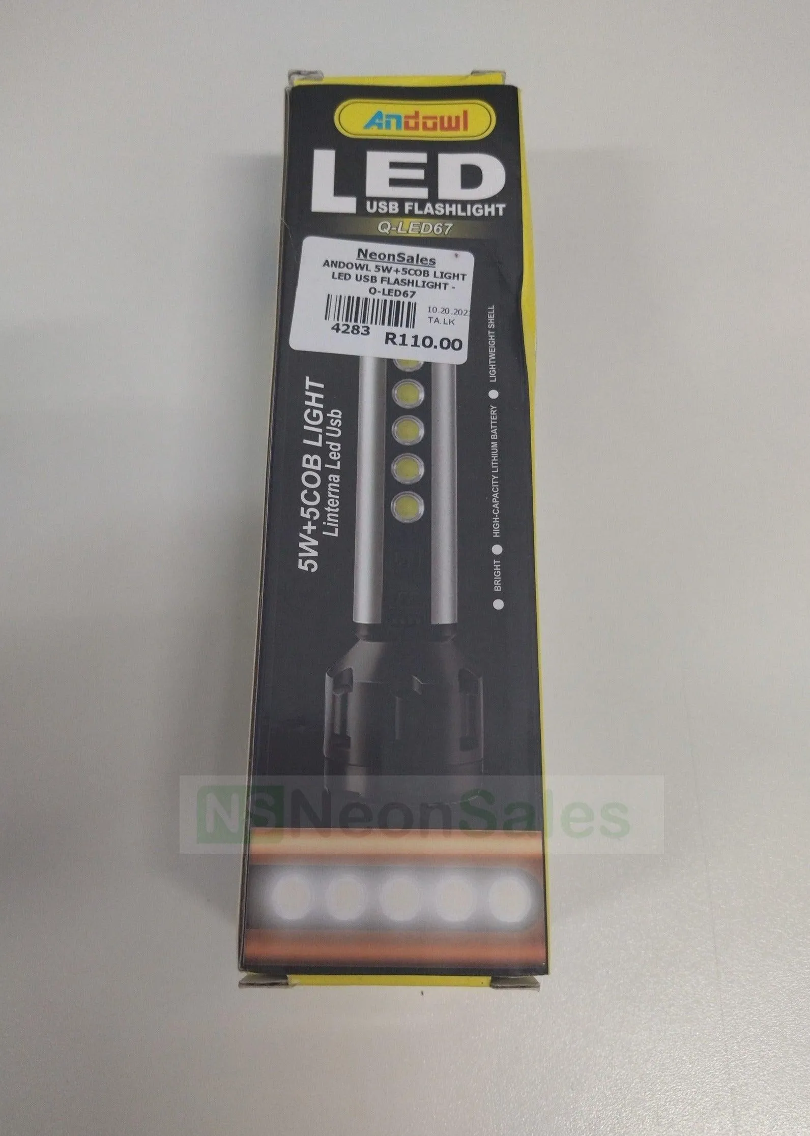 ANDOWL 5W 5COB LIGHT LED USB FLASHLIGHT - Q-LED67