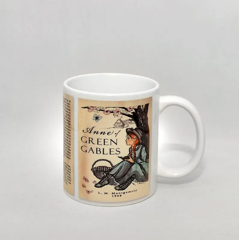 Anne of Green Gables by Lucy Maud Montgomery Mug. Coffee Mug with Anne of Green Gables book Title and Book Pages,Bookish Gift,Literature Mug