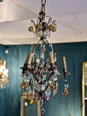 Antique Italian chandelier with Murano glass fruits