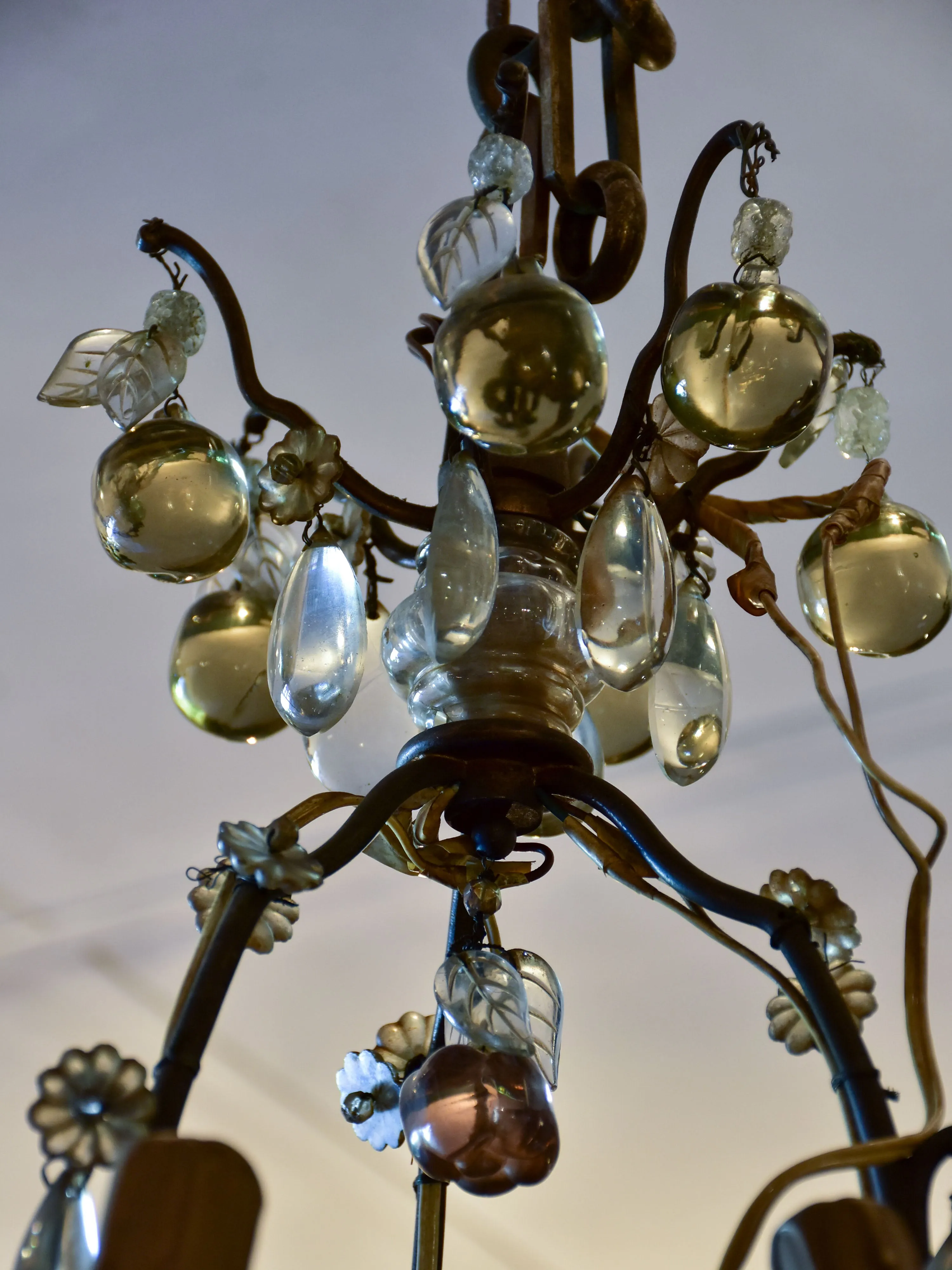 Antique Italian chandelier with Murano glass fruits