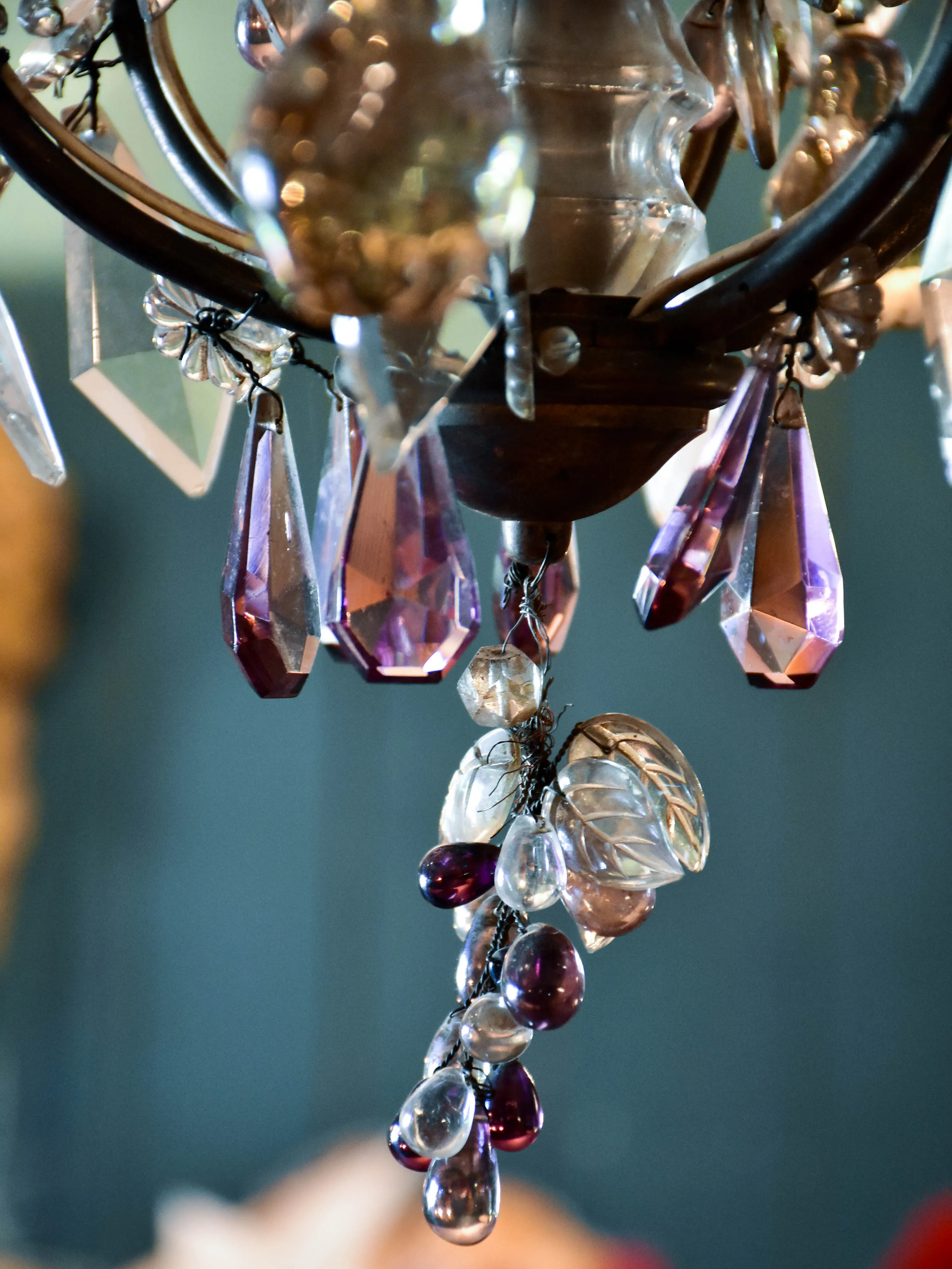 Antique Italian chandelier with Murano glass fruits