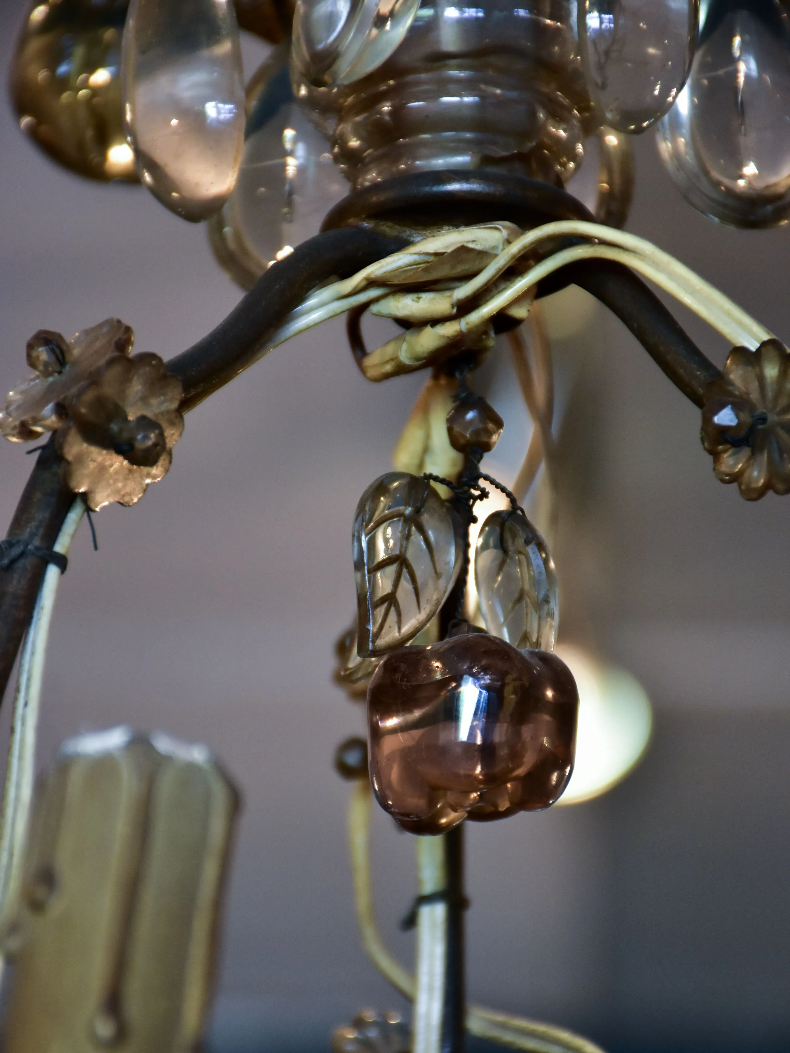 Antique Italian chandelier with Murano glass fruits