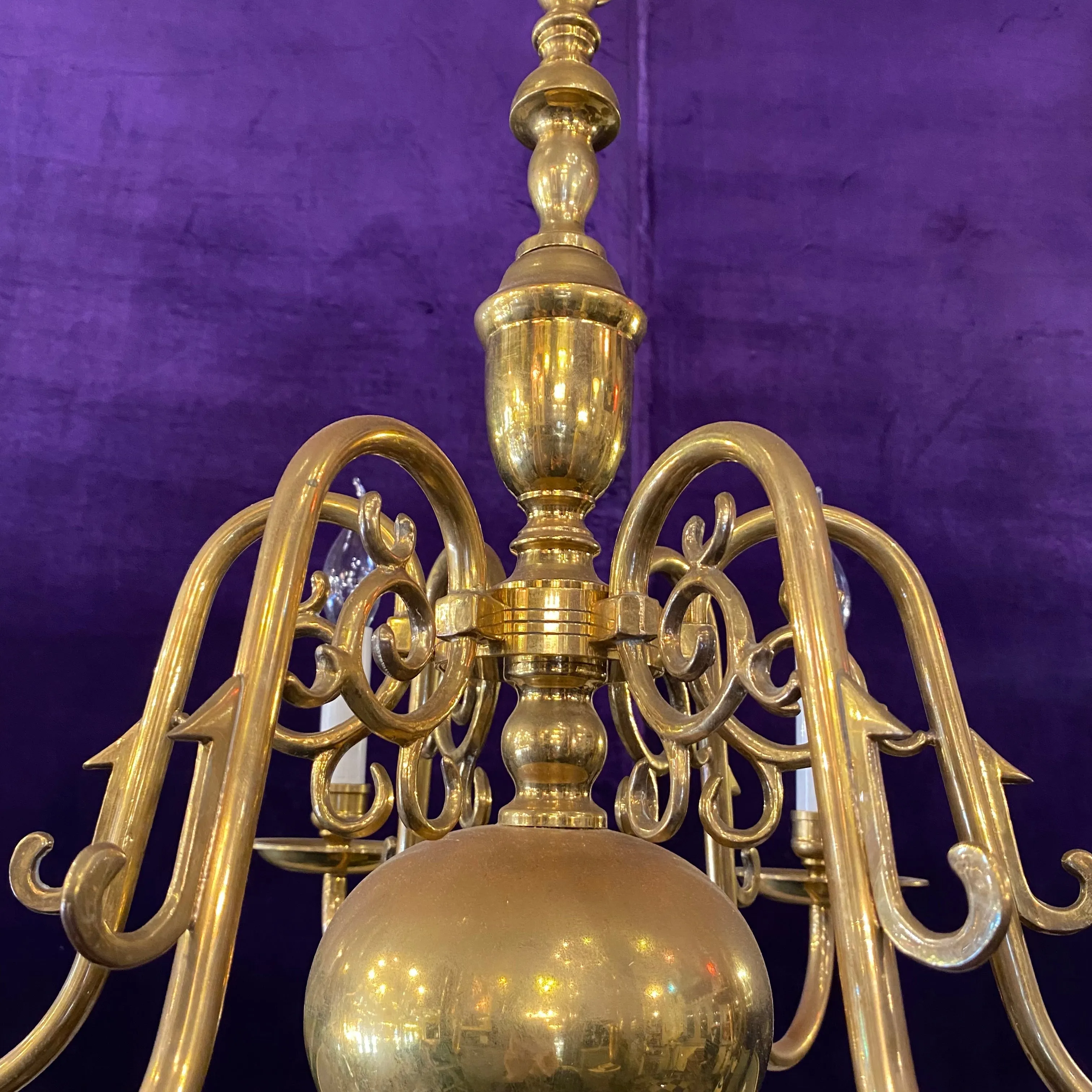 Antique Polished Brass Flemish Chandelier