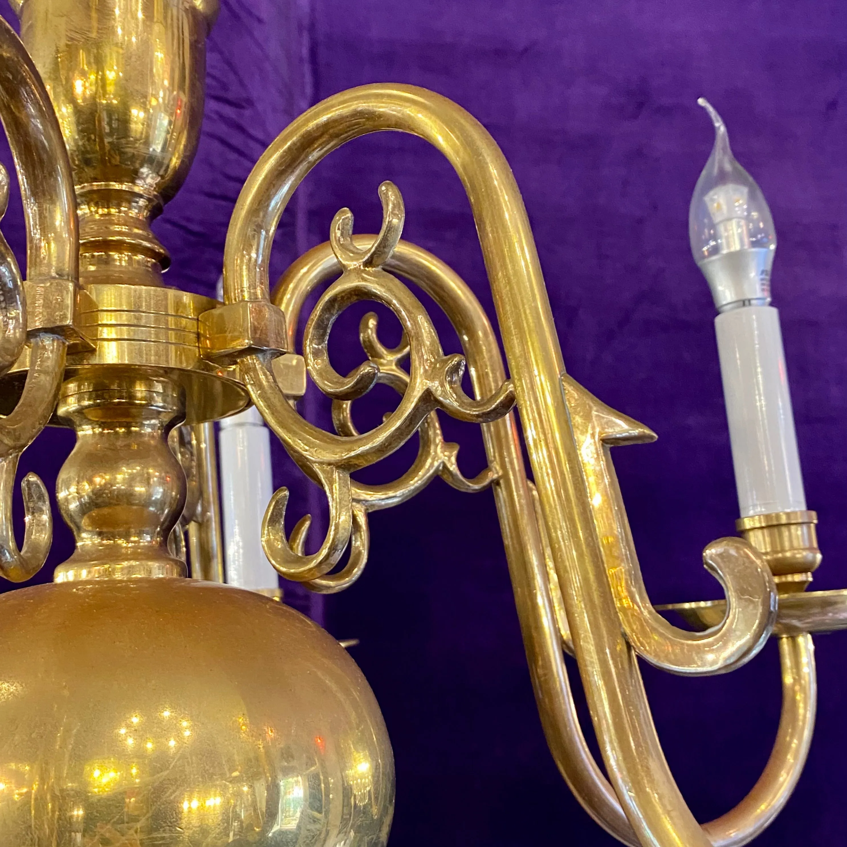 Antique Polished Brass Flemish Chandelier