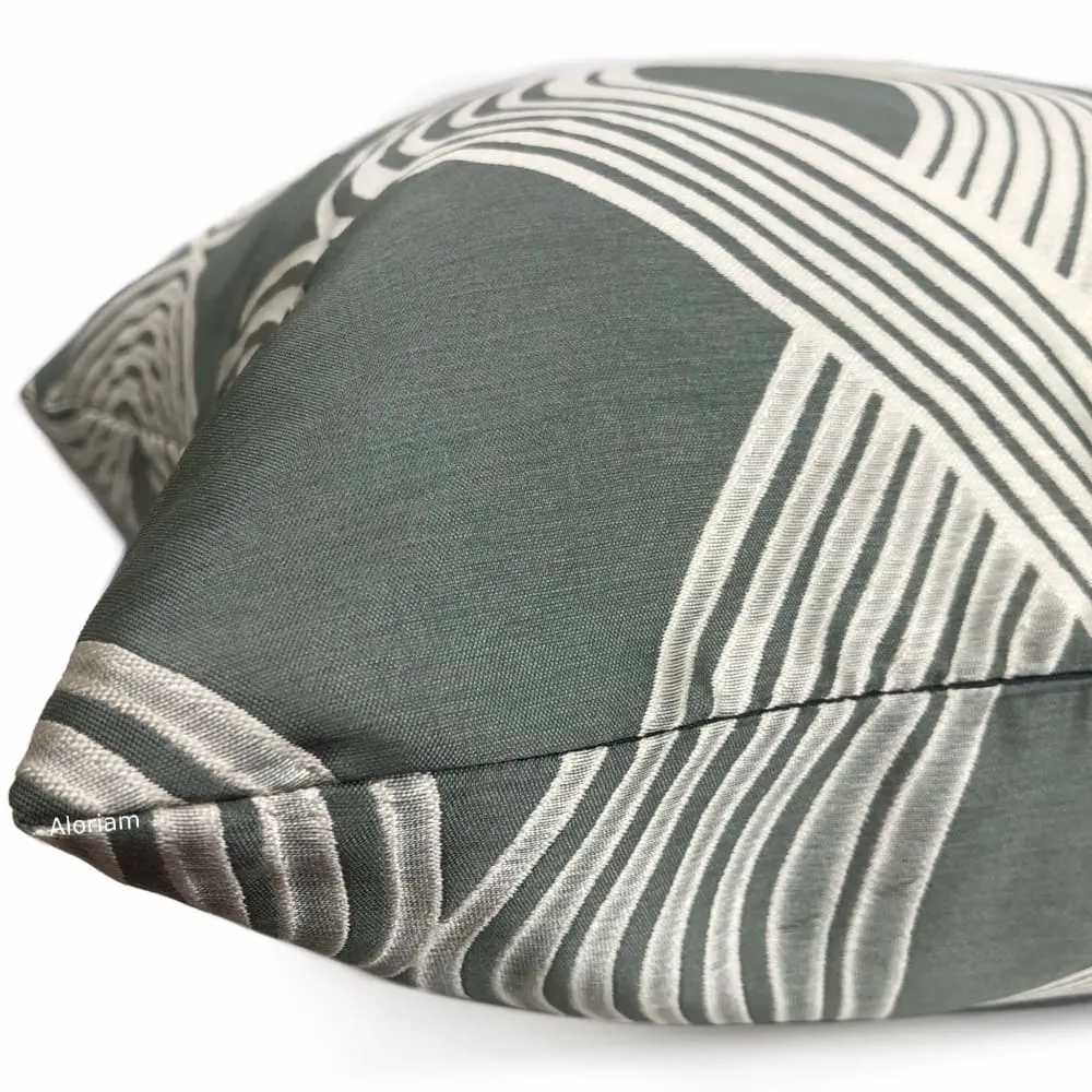 Aria Gray Silver Modern Ribbon Twist Pillow Cover