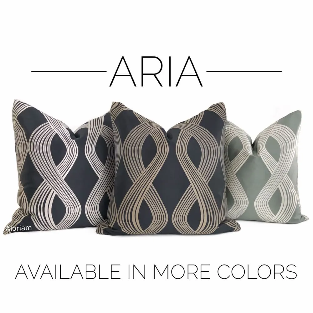 Aria Gray Silver Modern Ribbon Twist Pillow Cover