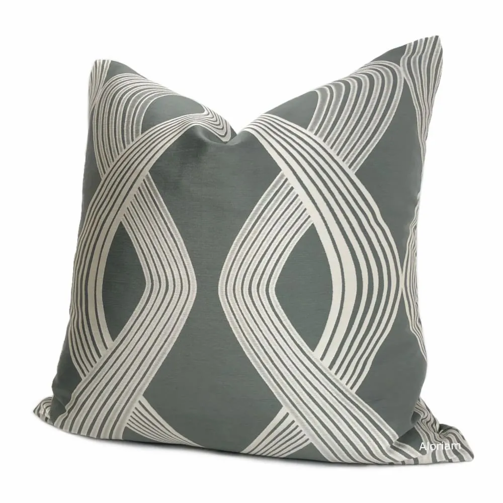 Aria Gray Silver Modern Ribbon Twist Pillow Cover