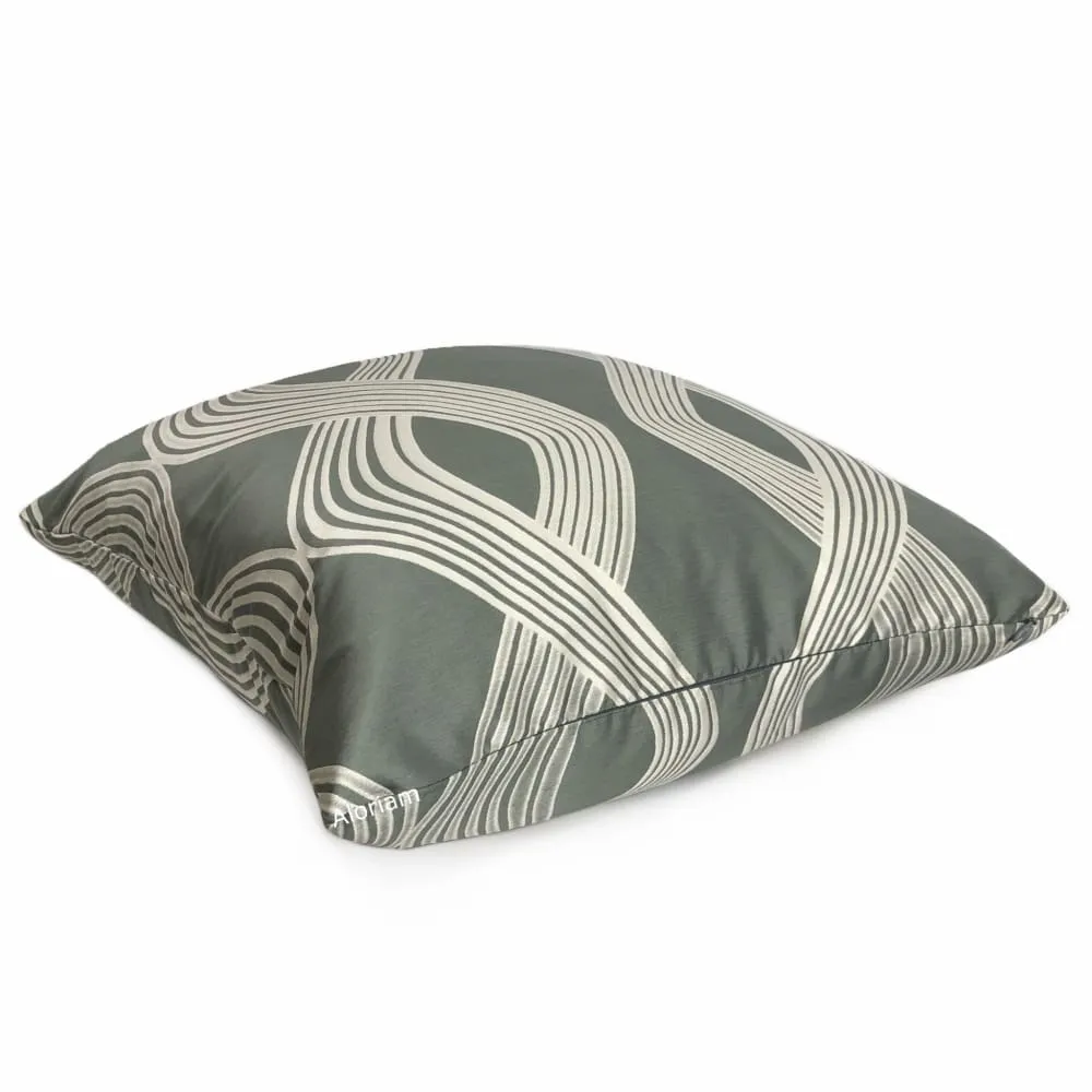 Aria Gray Silver Modern Ribbon Twist Pillow Cover