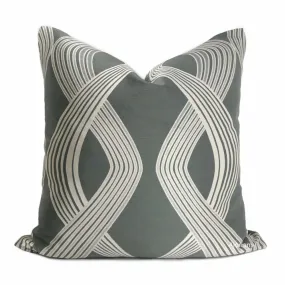 Aria Gray Silver Modern Ribbon Twist Pillow Cover