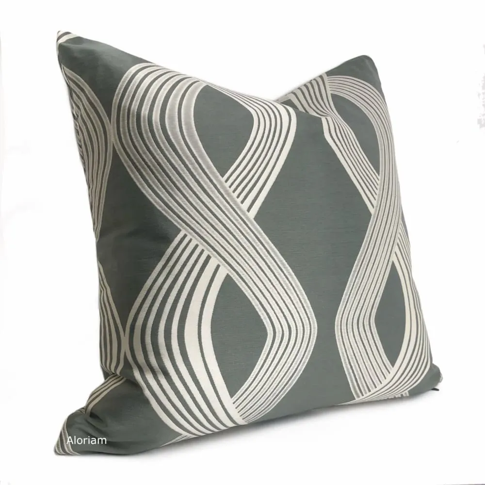 Aria Gray Silver Modern Ribbon Twist Pillow Cover