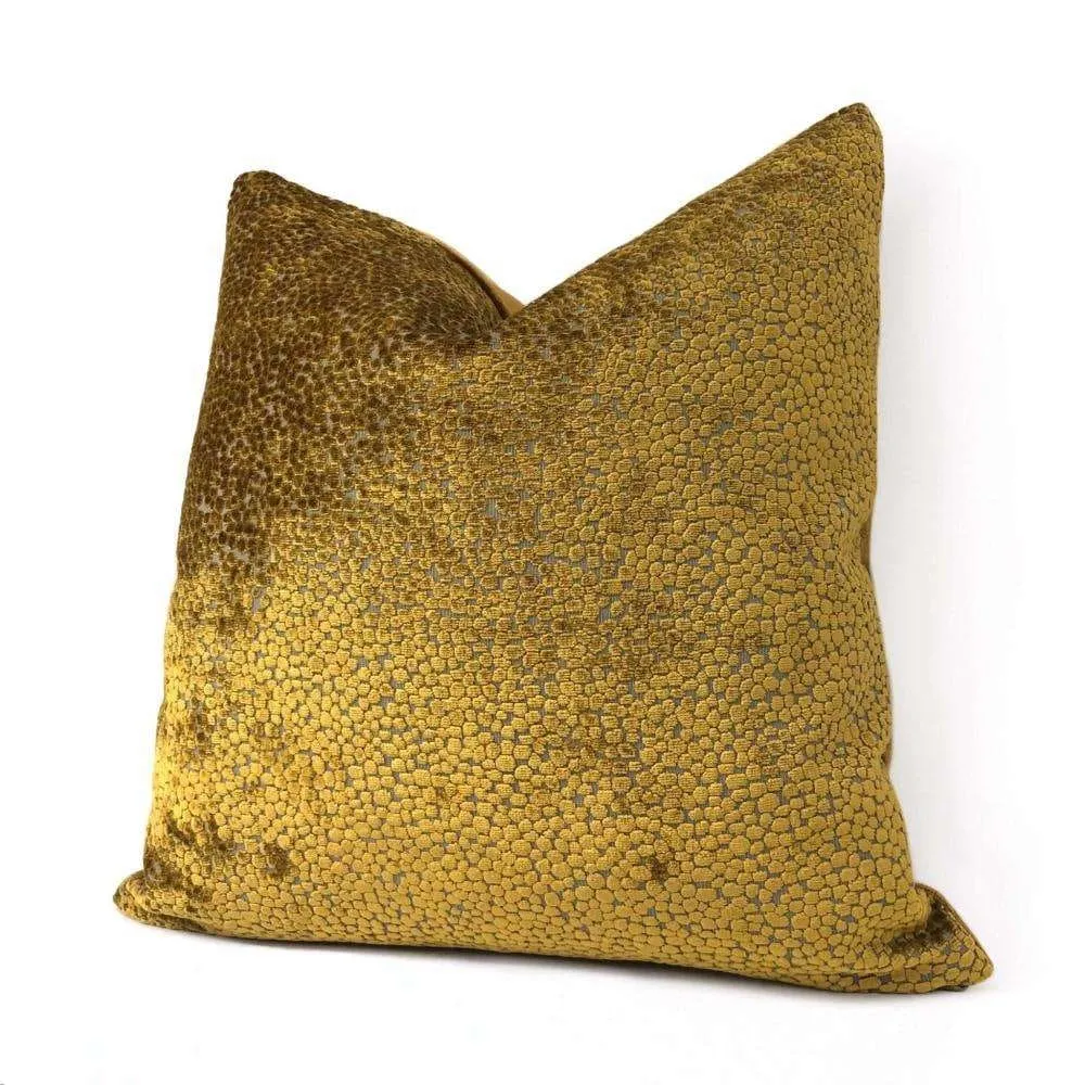 Ascott Harvest Gold Abstract Cut Velvet Dots Pillow Cover