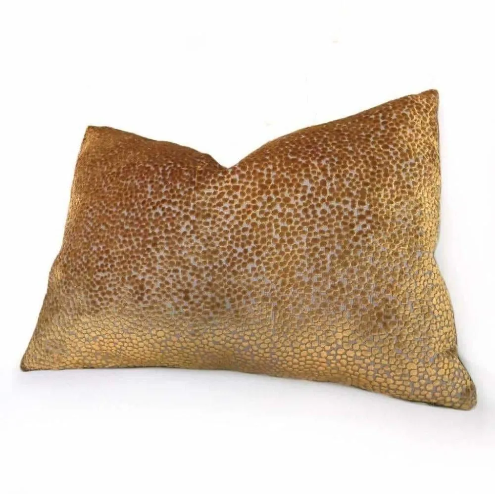 Ascott Harvest Gold Abstract Cut Velvet Dots Pillow Cover