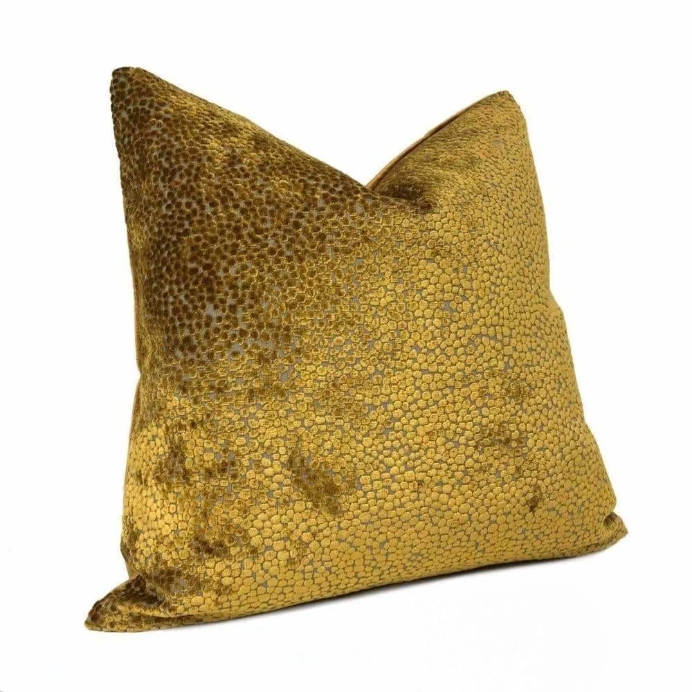 Ascott Harvest Gold Abstract Cut Velvet Dots Pillow Cover