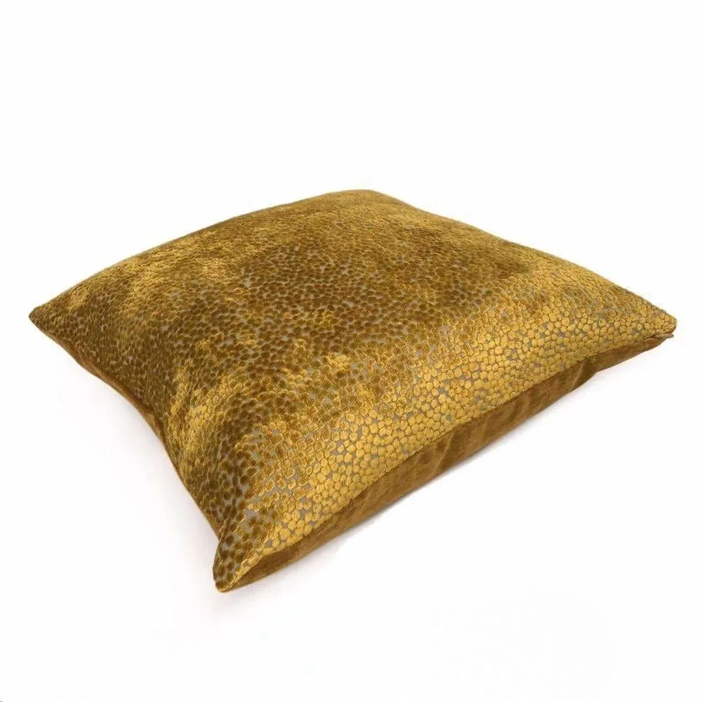 Ascott Harvest Gold Abstract Cut Velvet Dots Pillow Cover