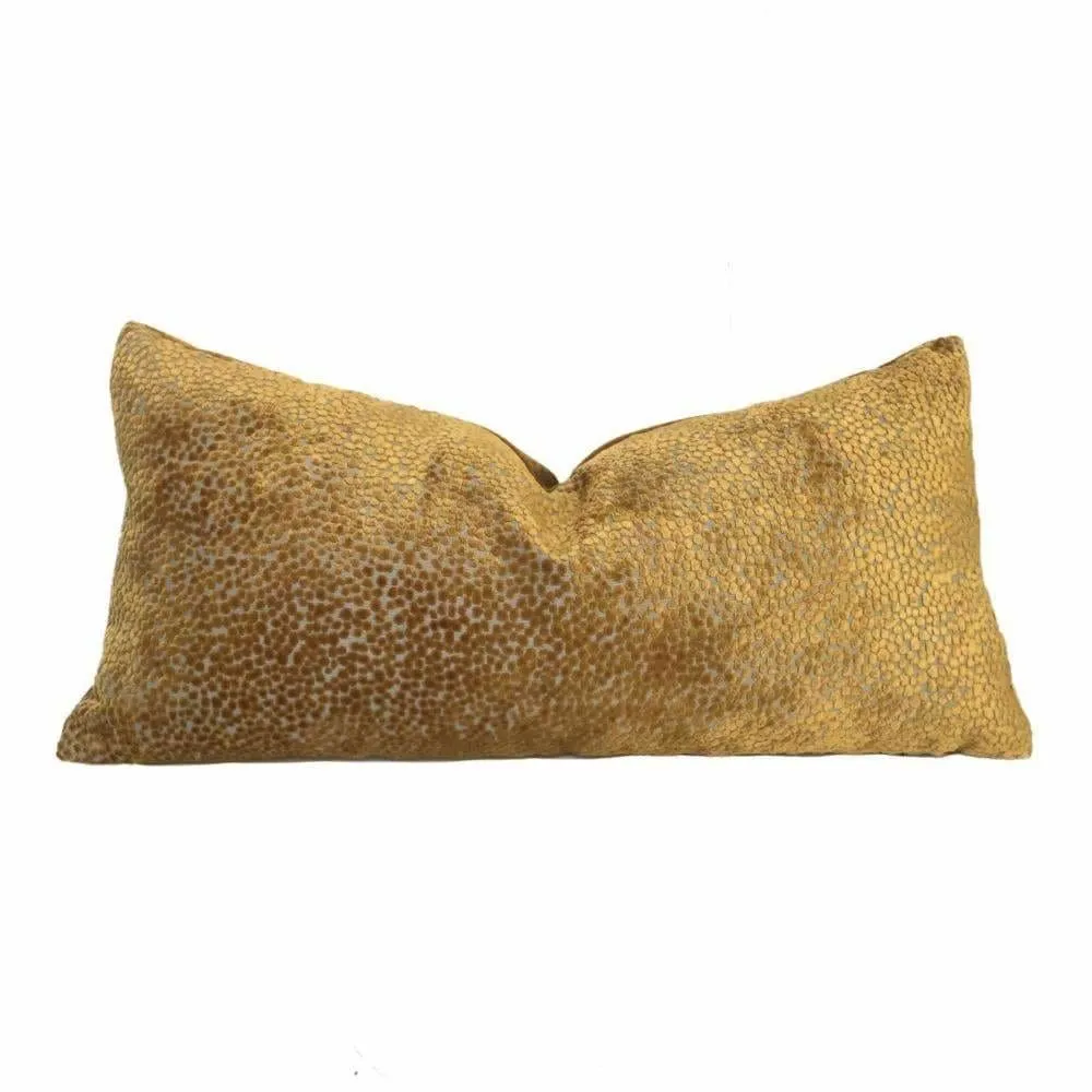 Ascott Harvest Gold Abstract Cut Velvet Dots Pillow Cover