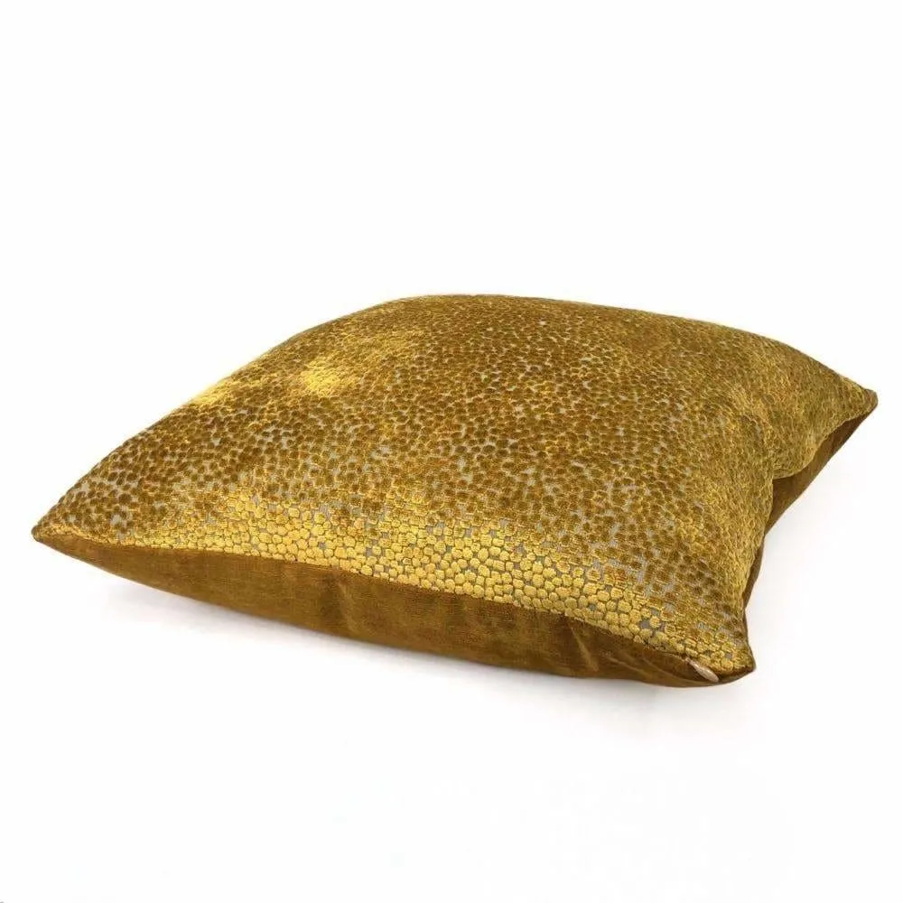 Ascott Harvest Gold Abstract Cut Velvet Dots Pillow Cover