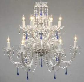 Authentic All Crystal Chandelier With Blue Crystals - A46-387/6 6/Blue