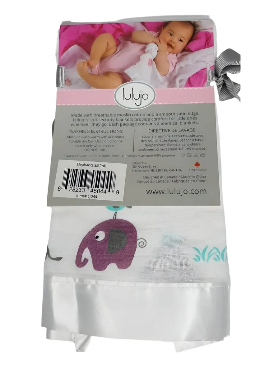 Baby Muslin Security Blanket - Elephants - 2pk - LJ044