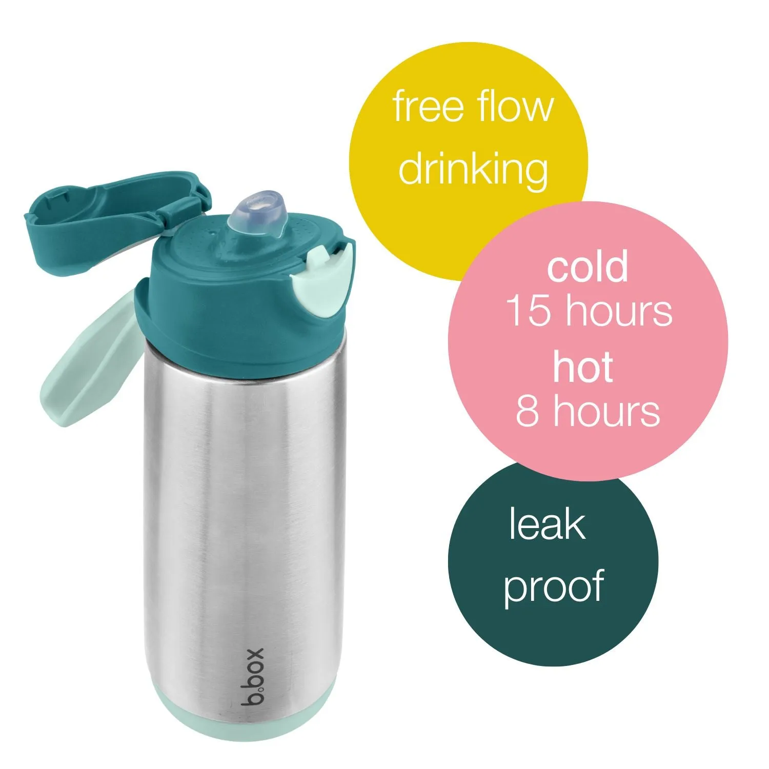 B.Box Insulated Sport Spout Drink Water Bottle Emerald Forest Green- 500ml