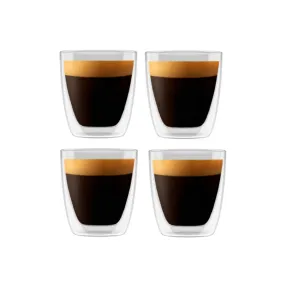 Bellucci 3.7 Oz. Double Wall Espresso Glass 4-Piece Set - DWBEL80ML