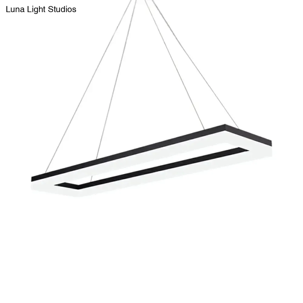 Black Rectangular LED Chandelier: Modern Acrylic Pendant Light in White/Warm/Natural Shades