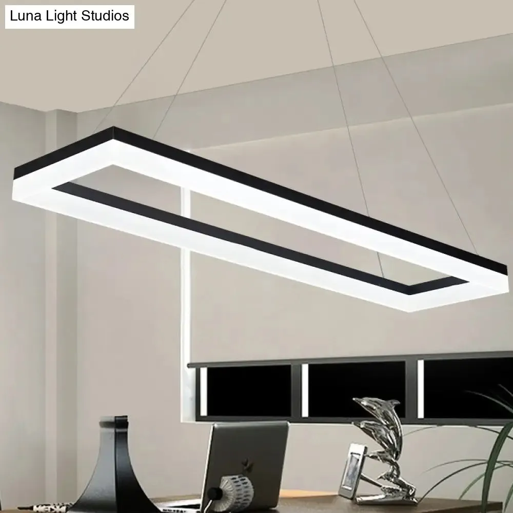 Black Rectangular LED Chandelier: Modern Acrylic Pendant Light in White/Warm/Natural Shades