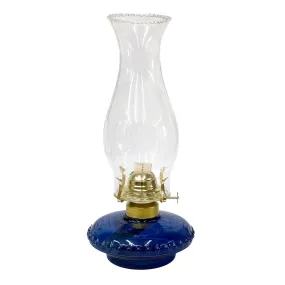 Blue Glass Hurricane Lamp