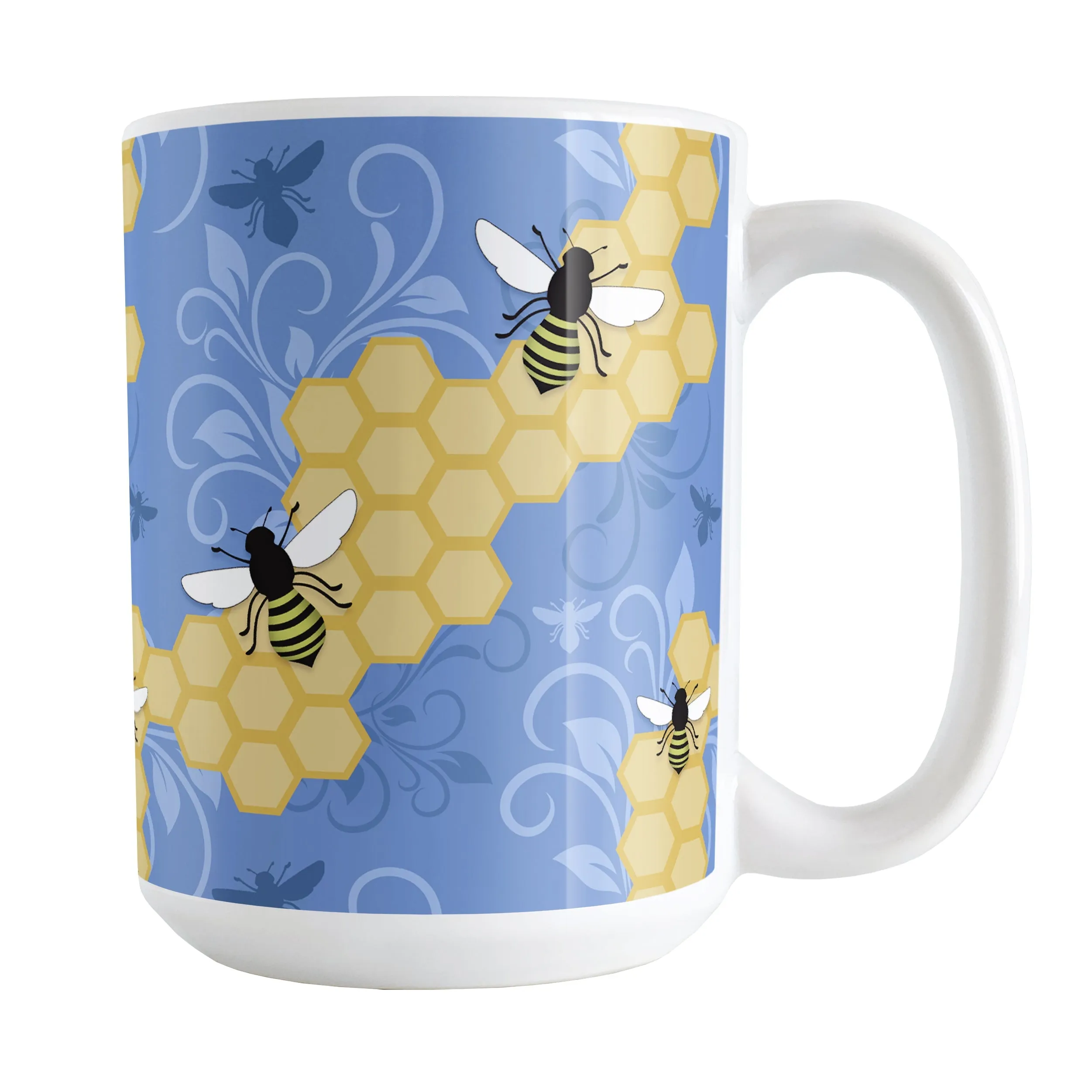 Blue Honeycomb Bee Mug