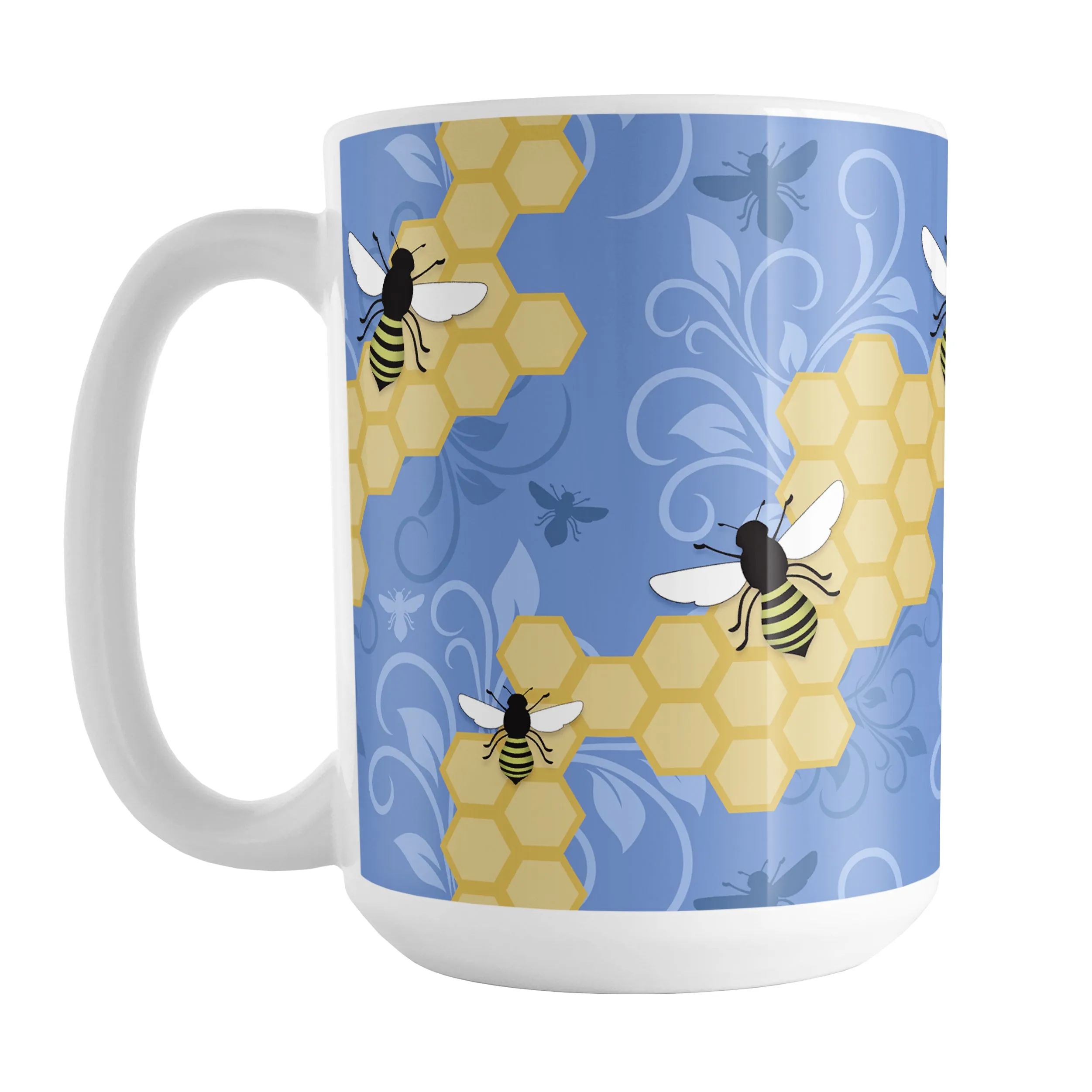 Blue Honeycomb Bee Mug