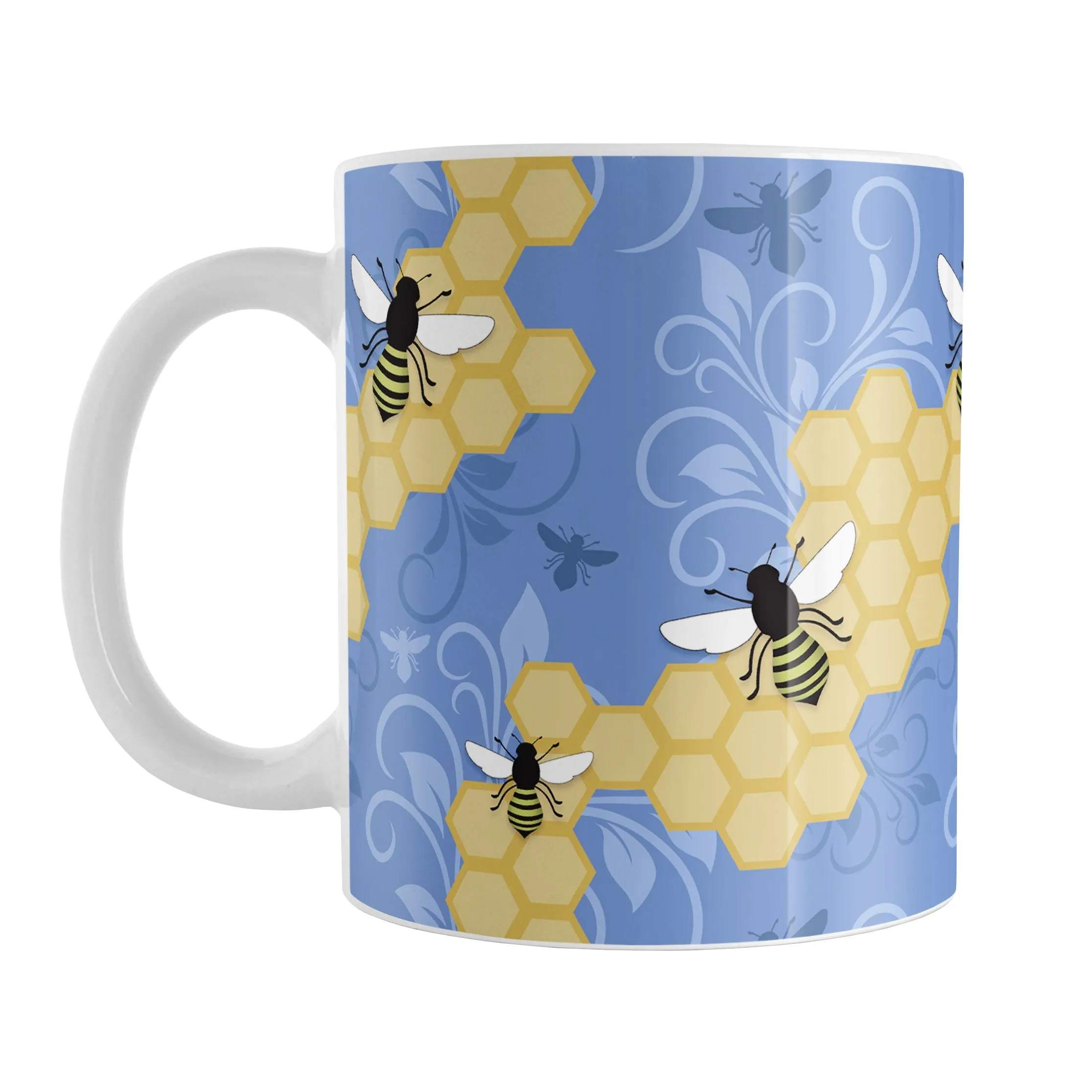 Blue Honeycomb Bee Mug