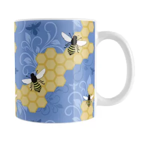 Blue Honeycomb Bee Mug