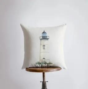 Blue Lighthouse | Watercolor | Throw Pillow | Home Decor |Coastal Decor |Nautical | Ocean | Gift for Her | Accent Pillow Cover | Beach | Sea