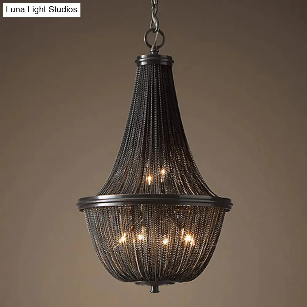 Bronze Basket Shade Chandelier Lamp: Simplicity LED Ceiling Light for Living Room