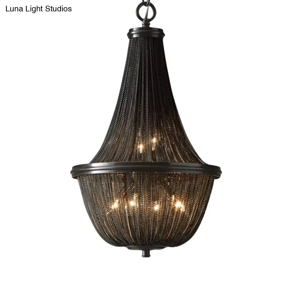 Bronze Basket Shade Chandelier Lamp: Simplicity LED Ceiling Light for Living Room